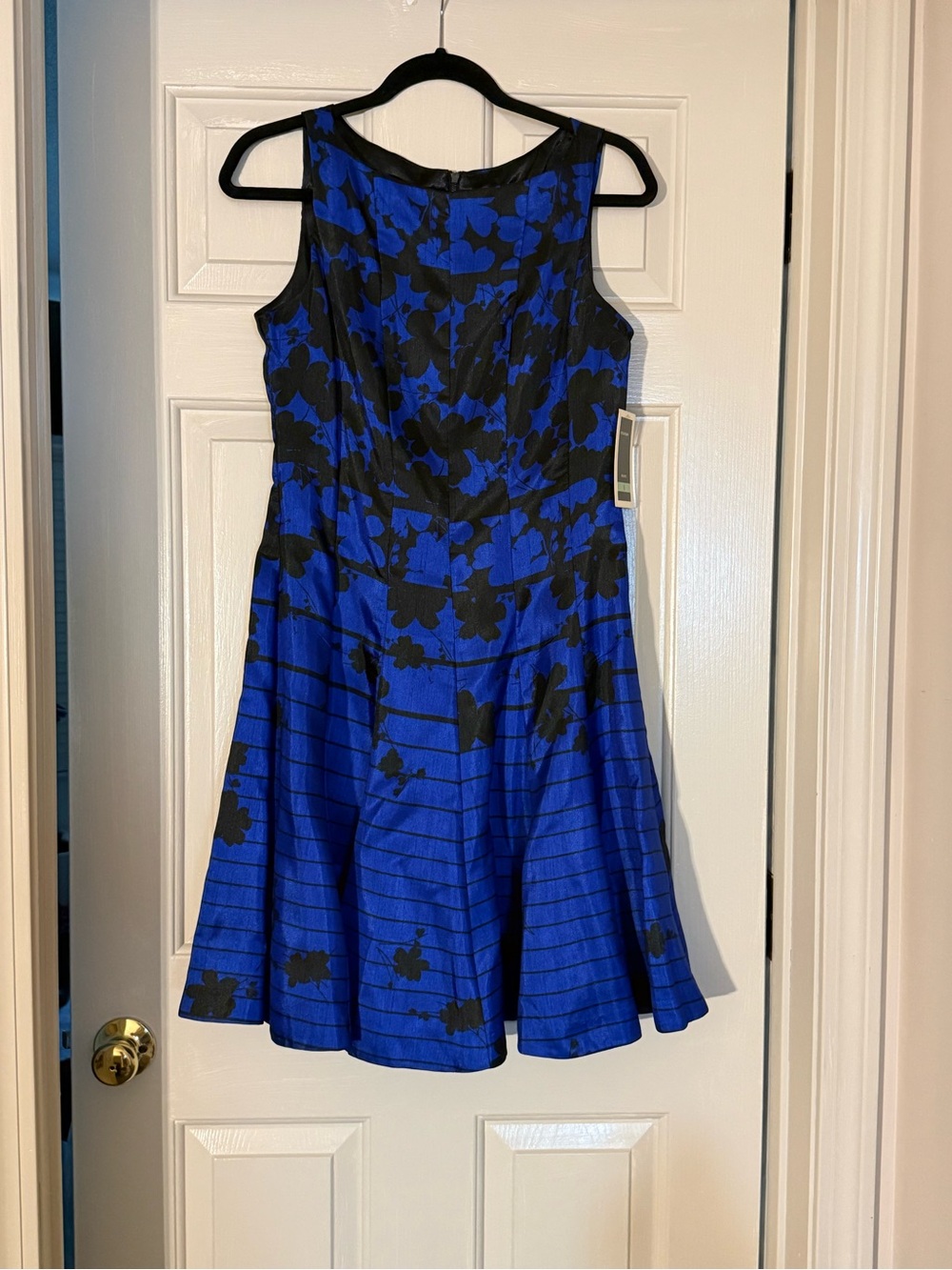 Taylor Royal Blue and Black Floral Midi Dress